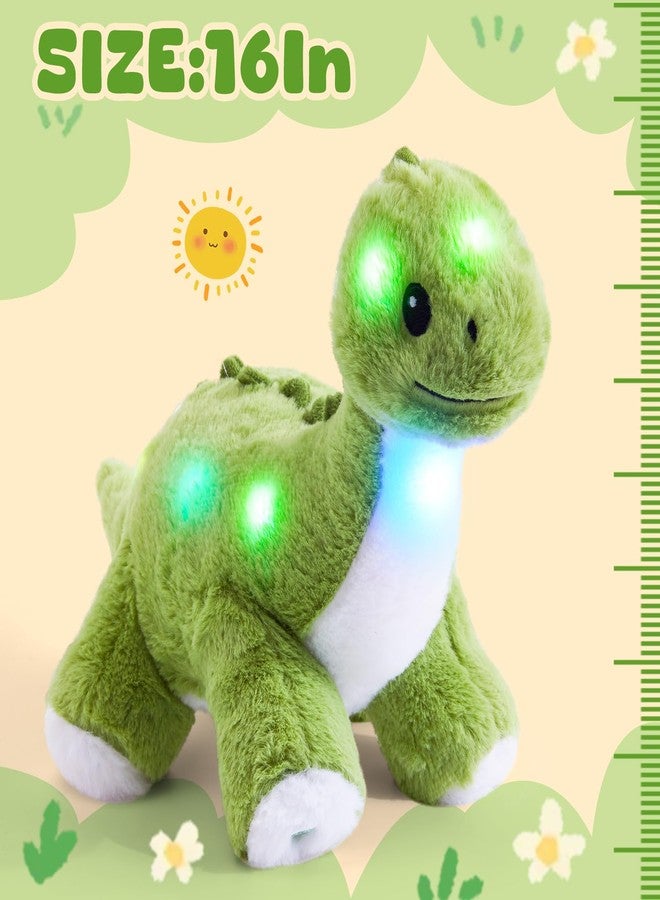 Glow Guards 16'' Light up Dinosaur Stuffed Animal,LED Soft Dinosaur Plush Toy with Magic Night Lights&Lullaby,Birthday Children's Day for Toddler Kids (Green, Music) - Image 3